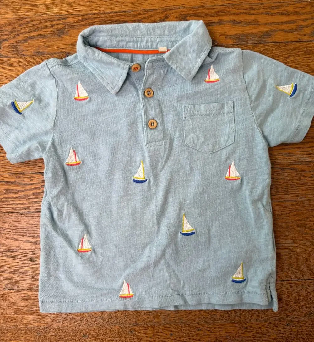 Mini Boden Boys' Sailboat Embroidered Polo Shirt Size 18-24m